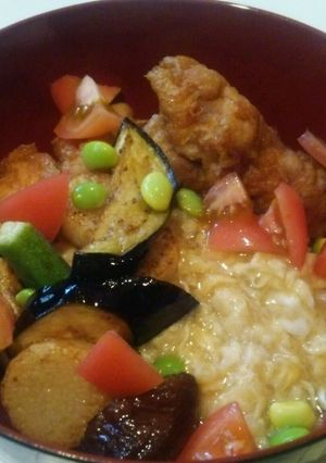 夏野菜と餡かけ親子丼-レシピのメイン写真