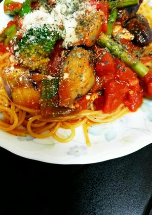 夏野菜の濃厚ダブルトマトソースパスタ-レシピのメイン写真
