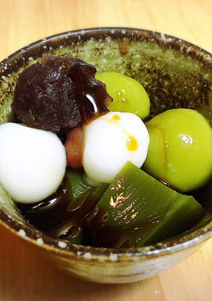 抹茶の白玉あんみつ-レシピのメイン写真