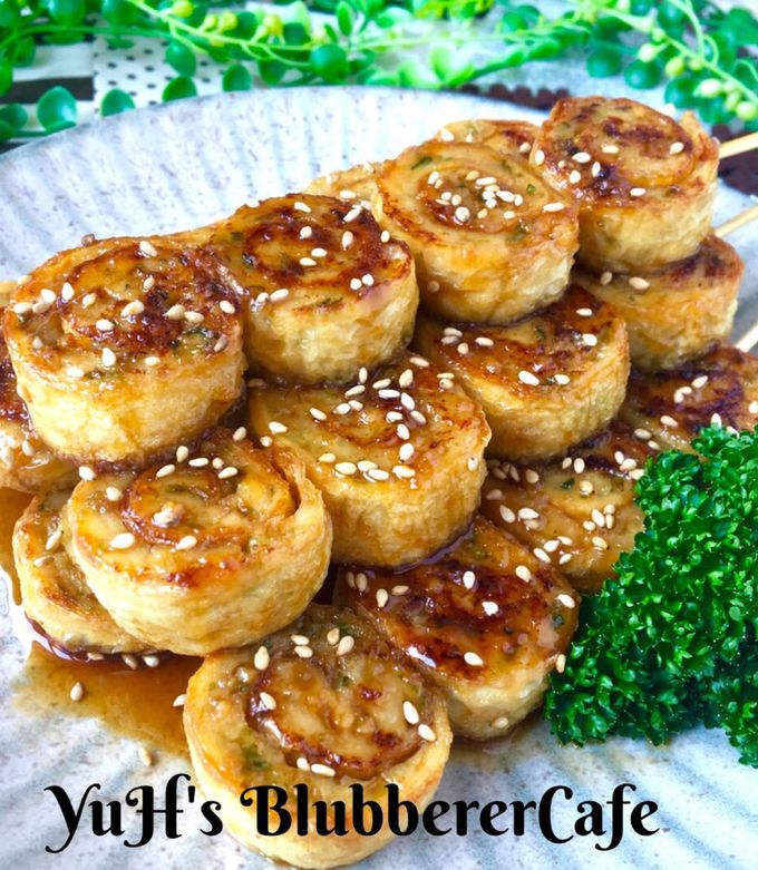 ♡甘辛だれde油揚げロールの串焼き♡-レシピのメイン写真