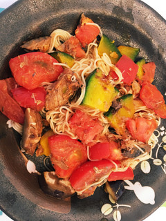 鯖缶と夏野菜のそうめん-レシピのメイン写真