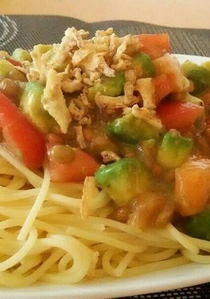納豆サーモンアボカドパスタ-レシピのメイン写真