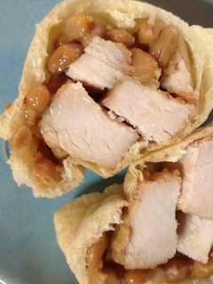 残り活用!チキン南蛮と納豆の油揚げつつみ-レシピのメイン写真
