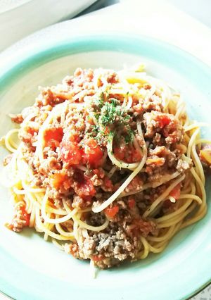 作り置きパスタでミートソースパスタ!-レシピのメイン写真