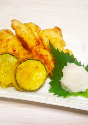 鶏胸肉の天ぷら＆ズッキーニの天ぷら☆鶏天-レシピのメイン写真