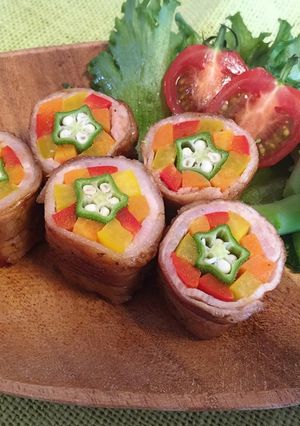 お野菜たっぷりカラフル♡甘辛肉巻き♡-レシピのメイン写真