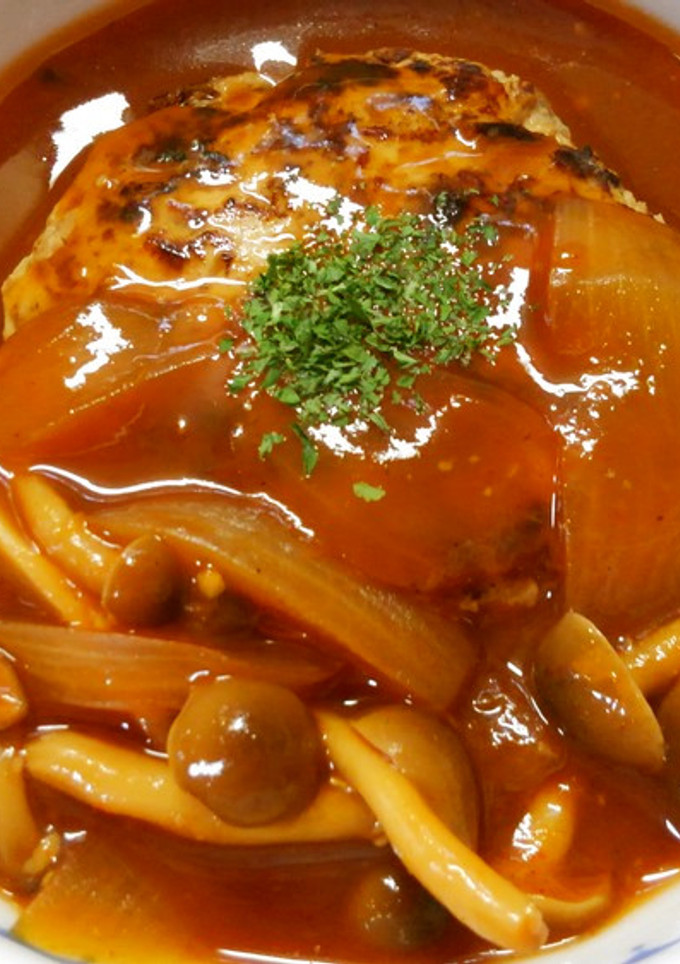 簡単マグロと鶏肉のハンバーグ♪デミソース-レシピのメイン写真