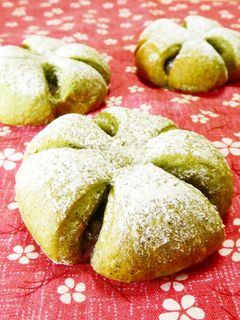 ふわっふわ♡粒あんよもぎパン(HB生地)-レシピのメイン写真