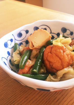 魚河岸あげとキャベツとインゲンの煮物-レシピのメイン写真