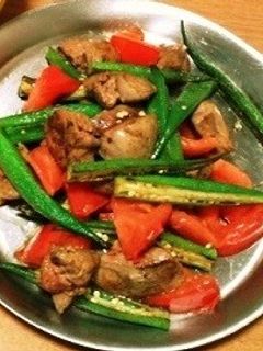 鶏レバーと夏野菜のオリーブオイル炒め-レシピのメイン写真