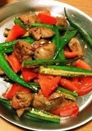 鶏レバーと夏野菜のオリーブオイル炒め-レシピのメイン写真
