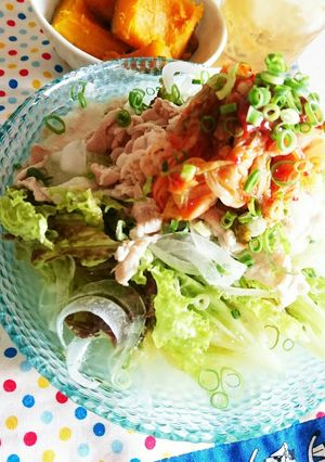 海鮮ラーメン０で！豚キムサラダ冷麺-レシピのメイン写真