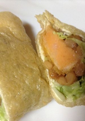 冷凍コロッケと納豆の油揚げつつみ-レシピのメイン写真