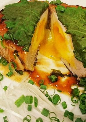 半熟卵入り♪大葉香る巨大鶏つくね！-レシピのメイン写真