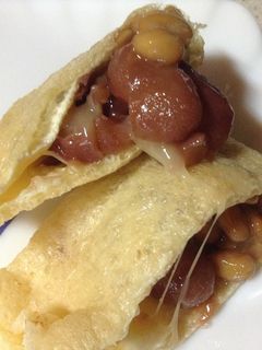 金時豆&納豆&チーズの油揚げ包み-レシピのメイン写真