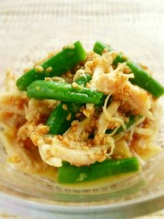 蒸し鶏といんげんのごま酢味噌和え-レシピのメイン写真