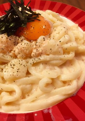 コンビニ材料で⁈濃厚明太クリームうどん♡-レシピのメイン写真