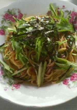 水菜ときのこと梅の和風スパゲティー★-レシピのメイン写真