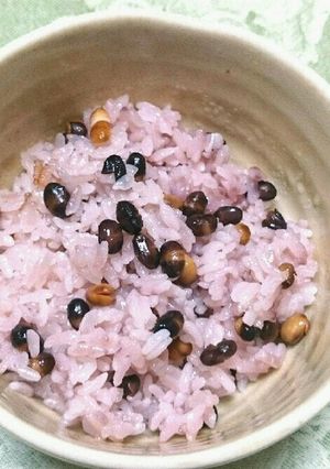黒千石のピンク・パープル豆ご飯。-レシピのメイン写真