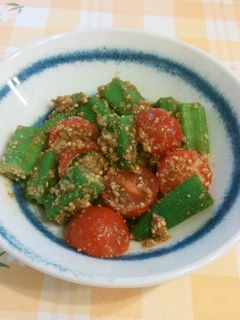 オクラとミニトマトの胡麻和え-レシピのメイン写真