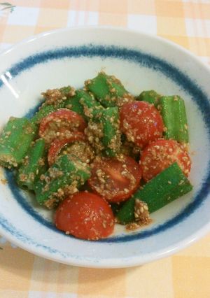 オクラとミニトマトの胡麻和え-レシピのメイン写真