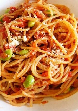 枝豆×ミートソーススパゲッティ-レシピのメイン写真