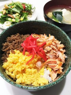簡単!甘辛味三色そぼろ丼-レシピのメイン写真