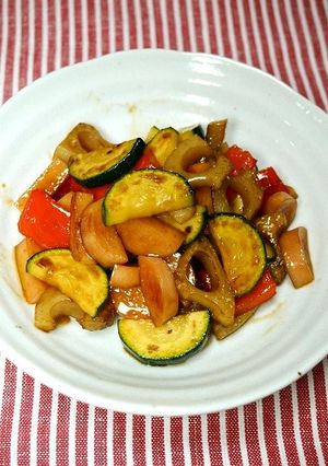 ヘルシー!ズッキーニとレンコンの照り焼き-レシピのメイン写真
