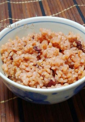 炊飯器で寝かせ玄米【四合】小豆ver.-レシピのメイン写真