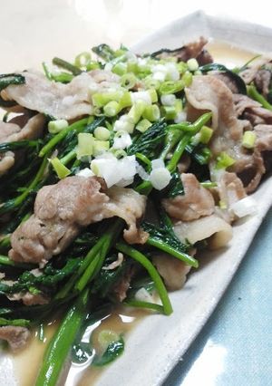 空心菜と豚肉のにんにく炒め-レシピのメイン写真