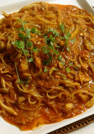 ちょー簡単！フライパンで鯖缶トマトパスタ-レシピのメイン写真