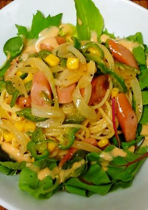 ドレッシングでナポリタン風パスタ♪-レシピのメイン写真