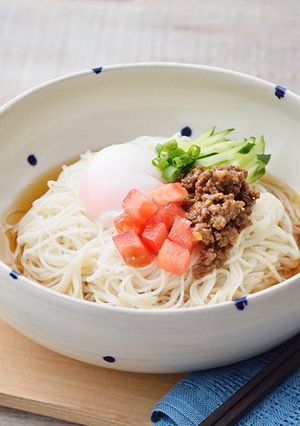 夏野菜の肉みそまぜ麺-レシピのメイン写真