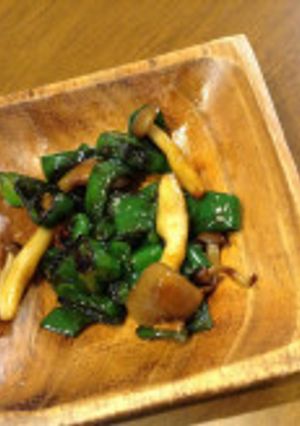 ピーマンとしめじのほうじ茶炒め-レシピのメイン写真