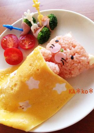 寝冷えネコオムライス ☆ふとん-レシピのメイン写真