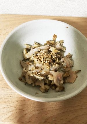 にゃんこと一緒に、豚肉と舞茸炒め-レシピのメイン写真