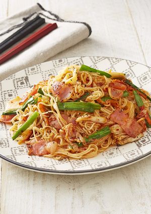 ベーコンとキムチの辛旨そうめんチャンプル-レシピのメイン写真
