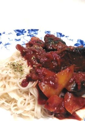 八丁味噌カポナータＤＥパスタ！-レシピのメイン写真
