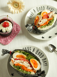 * 鶏ハム&味玉 ♡ もりもりサンド♪-レシピのメイン写真
