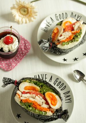* 鶏ハム＆味玉 ♡ もりもりサンド♪-レシピのメイン写真