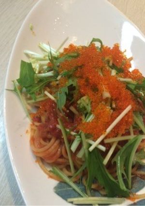 とびっこと水菜のトマトソースパスタ-レシピのメイン写真