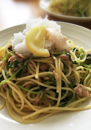 豆苗ツナおろしパスタ-レシピのメイン写真