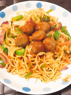 ナポリタン風ミートボール焼きそば-レシピのメイン写真