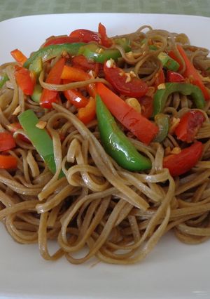 簡単！パパも作れる焼うどん風、玄米パスタ-レシピのメイン写真