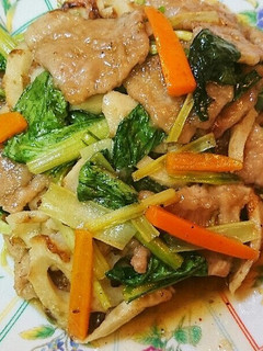 ☆豚肉・焼きちくわ・小松菜の正油あんかけ-レシピのメイン写真