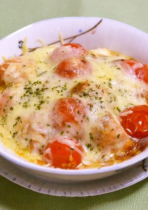 魚河岸あげとミニトマトのカレーチーズ焼き-レシピのメイン写真