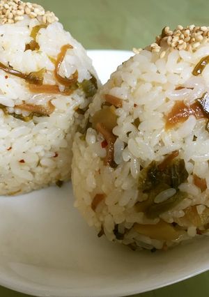 ☆からし高菜 生姜昆布 おにぎり-レシピのメイン写真