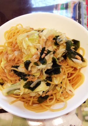 超簡単！キャベツナワカメの和風パスタ☆-レシピのメイン写真