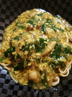 残り物かき玉汁で餡掛けカレーパスタランチ-レシピのメイン写真
