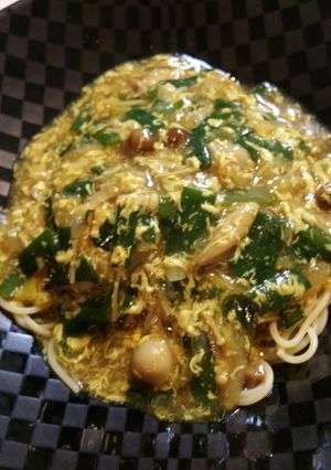 残り物かき玉汁で餡掛けカレーパスタランチ-レシピのメイン写真